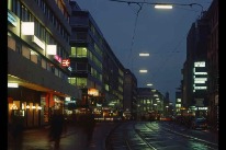 Aeschenvorstadt in Basel nachts, 1973